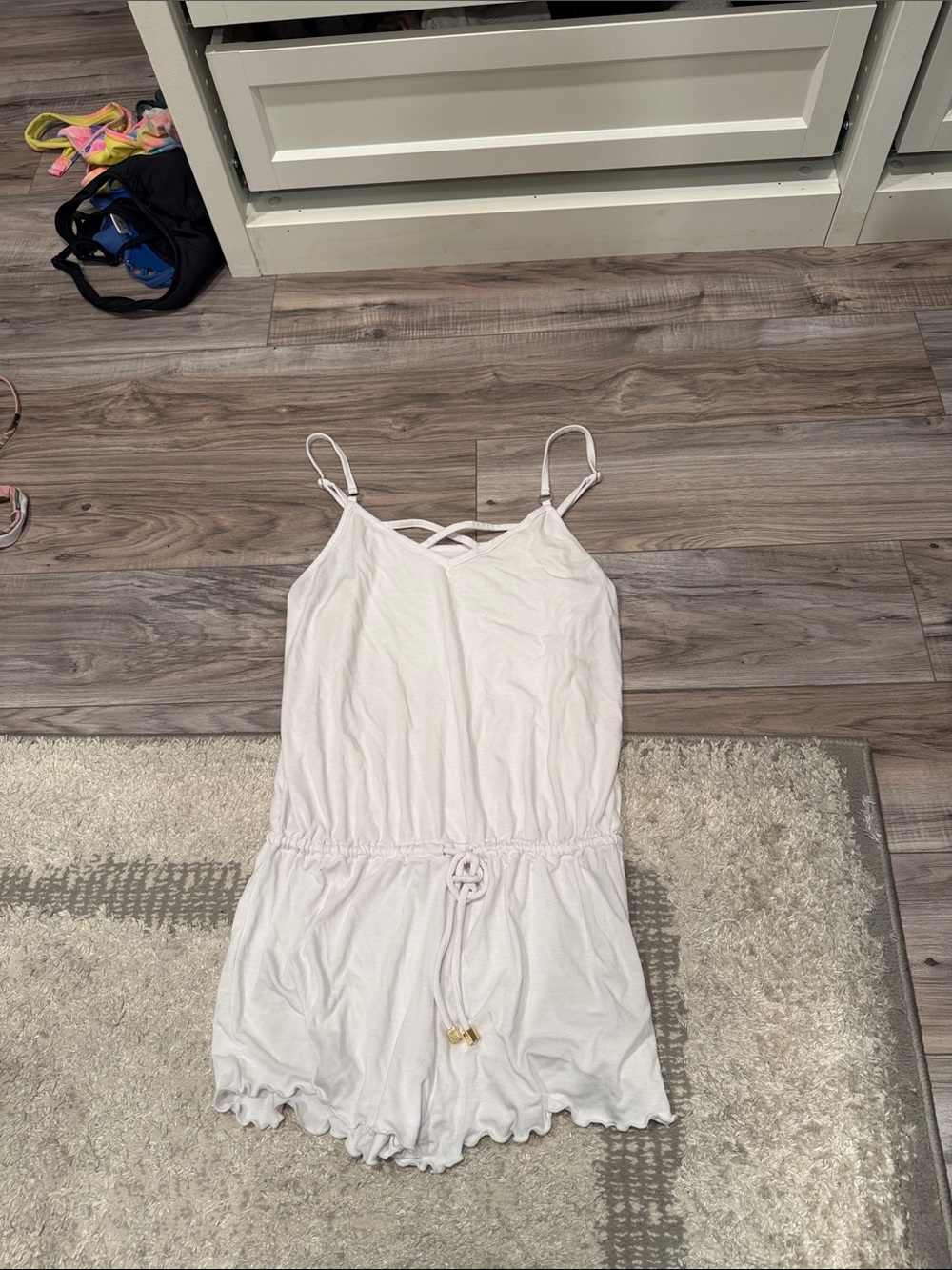 California Waves White Crisscross Strap Romper Coverup
